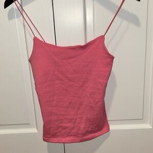 Neon pink spaghetti strap